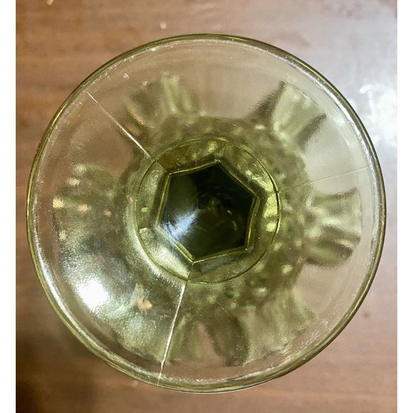 VTG Fenton Art Glass Colonial Green Thumbprint  Pedestal Compote Ruffled/Crimped - Picture 4 of 7